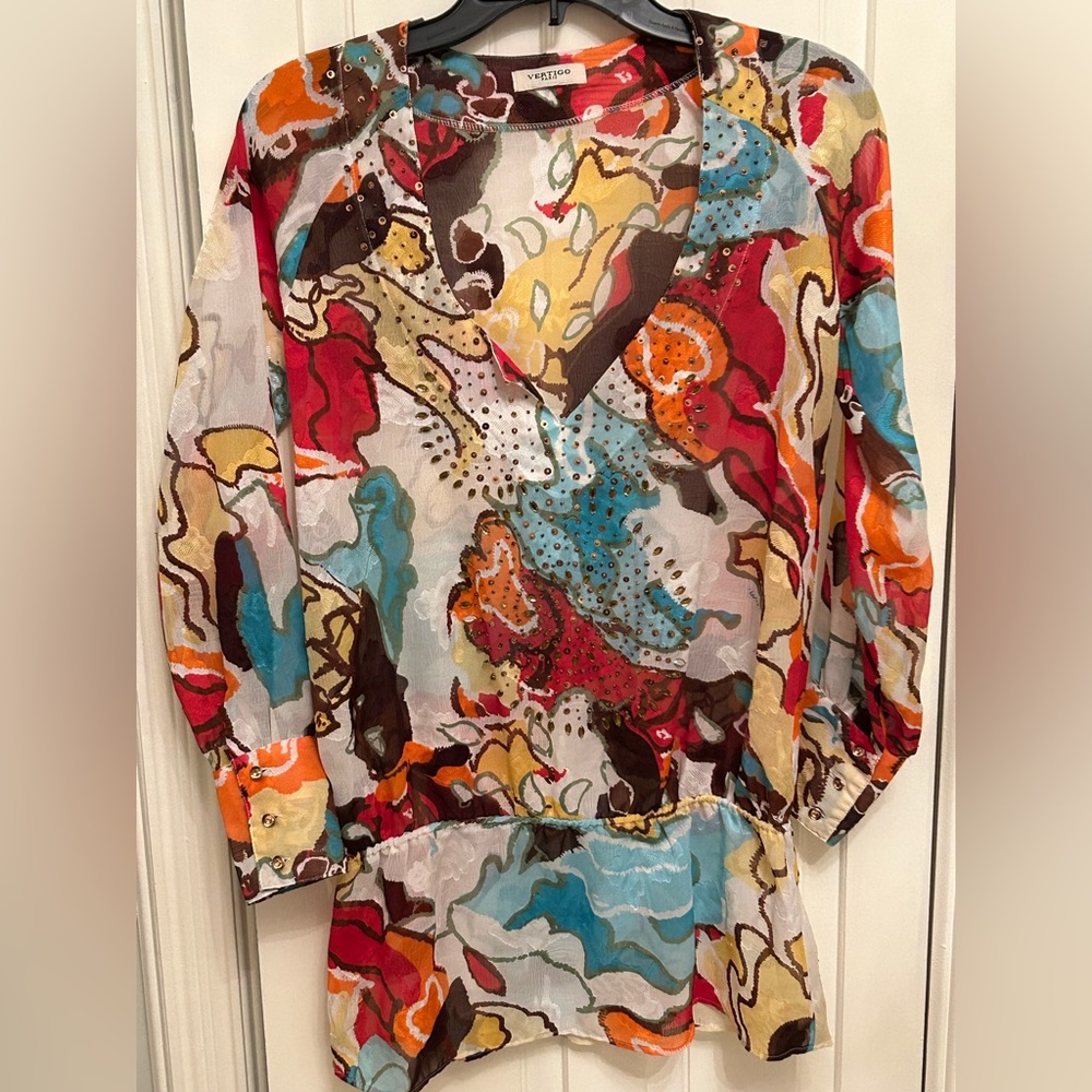 Vertigo Paris VINTAGE  Cover Up embellishments on dress & sleeves are gorgeous